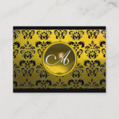 DAMASK SQUARE MONOGRAM, gelber Topaz Visitenkarte (Rückseite)