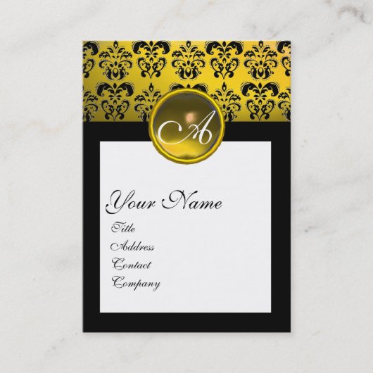 DAMASK SQUARE MONOGRAM, gelber Topaz Visitenkarte (Vorderseite)