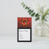 DAMASK SQUARE MONOGRAM, rote Ruby Visitenkarte (Stehend Vorderseite)