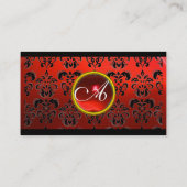 DAMASK SQUARE MONOGRAM, rote Ruby Visitenkarte (Rückseite)