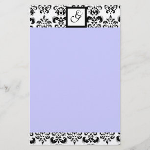 DAMASK SQUARE MONOGRAMM, blau Briefpapier