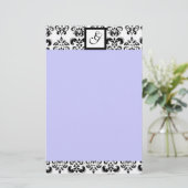 DAMASK SQUARE MONOGRAMM, blau Briefpapier (Stehend Vorderseite)