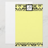 DAMASK SQUARE MONOGRAMM, gelb Briefpapier (Vorne/Hinten)