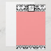 DAMASK SQUARE MONOGRAMM, rosa Briefpapier (Vorne/Hinten)