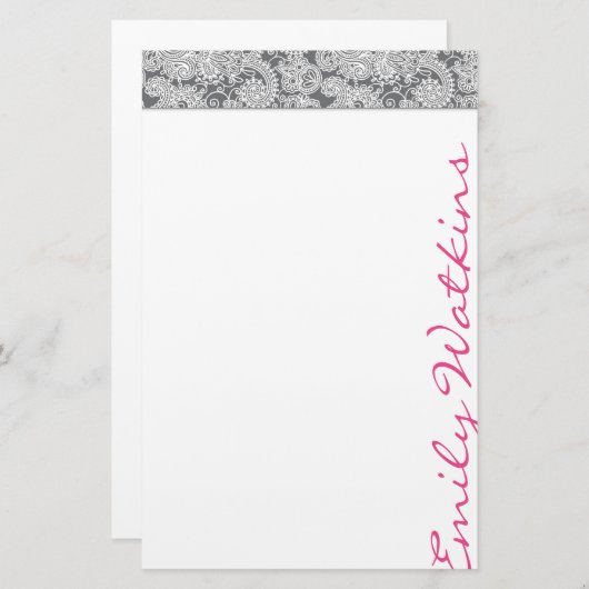 Damask Stationer Set Briefpapier (Vorne/Hinten)