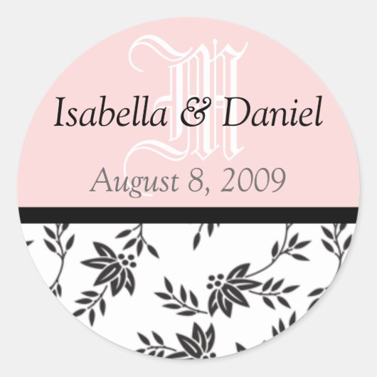 Damask Stickers Monogramme geben Siegel (Vorderseite)