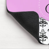 Damask, Streifen, schwarz und weiß, Monogramm Mousepad (Ecke)