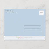 Damask & Stripes Periwinkle Geburtsankündigung Ankündigungspostkarte (Rückseite)