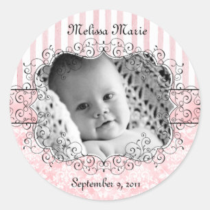 Damask & Stripes Rosa Aufkleber für das Gastgesche