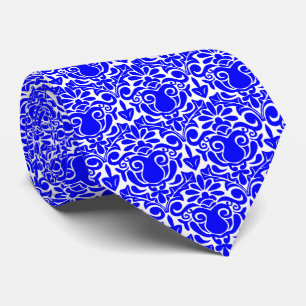 Damask Style - Blau in Weiß Krawatte