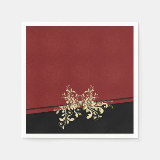 Damask Style Christmas Red Gold Napkins Serviette (Vorderseite)