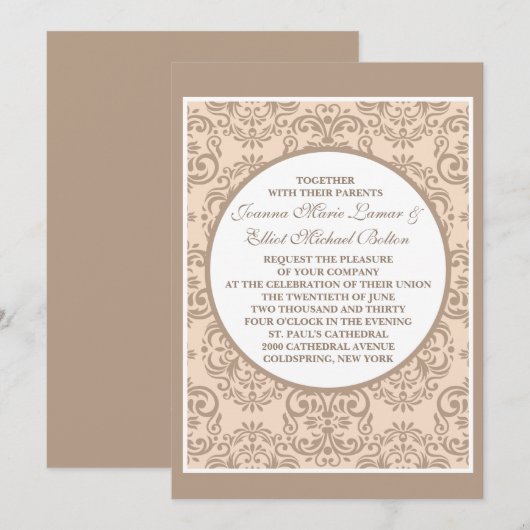 Damask Style Einladung (Vorne/Hinten)