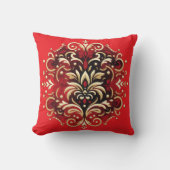 Damask Style in Rot, Gold und Schwarz Kissen (Vorderseite)