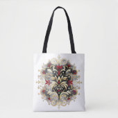 Damask Style in Rot, Gold und Schwarz Tasche (Vorderseite)