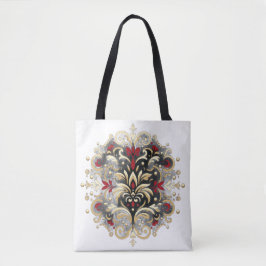 Damask Style in Rot, Gold und Schwarz Tasche