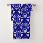 Damask style Navy und Weiß Badhandtuch Set (Insitu)