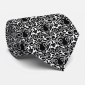 Damask Style - Schwarz in Weiß Krawatte (Gerollt)