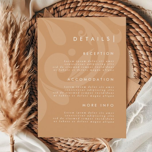 Damask Stylish Ochre Wedding Details Begleitkarte