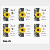 Damask Sunflower Wedding Brautparty Vielen Dank Quadratischer Aufkleber (Blatt)