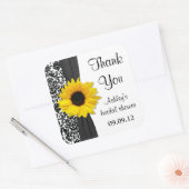 Damask Sunflower Wedding Brautparty Vielen Dank Quadratischer Aufkleber (Umschlag)