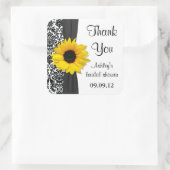 Damask Sunflower Wedding Brautparty Vielen Dank Quadratischer Aufkleber (Tasche)