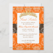 Damask Süßigkeiten 16/orange Schokolade Tiara/Farb Einladung (Rückseite)
