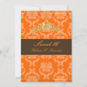 Damask Süßigkeiten 16/orange Schokolade Tiara/Farb Einladung