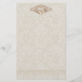 Damask Swan Elegance Briefpapier