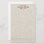 Damask Swan Elegance Briefpapier (Vorne/Hinten)