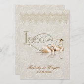 Damask Swan Elegance Ivory - Einladung zur Hochzei (Vorne/Hinten)