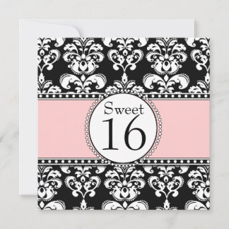 Damask Sweet 16 Geburtstag Einladungen Rosa