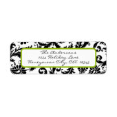 Damask Swirl Apple Green & Black Address Label (Vorne)