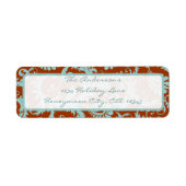 Damask Swirl Aqua Blue & Brown Address Label (Vorne)