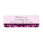 Damask Swirl Black & Bright Pink Address Labels (Vorne)