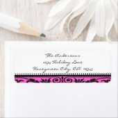 Damask Swirl Black & Bright Pink Address Labels (Insitu)