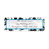 Damask Swirl Bright Aqua & Black Address Label (Vorne)