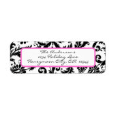 Damask Swirl Bright Pink & Black Address Label (Vorne)