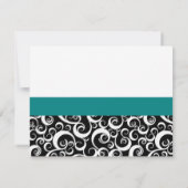 Damask Swirl Probe Dinner Card Aquamarin Einladung (Rückseite)