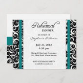 Damask Swirl Probe Dinner Card Aquamarin Einladung (Vorne/Hinten)