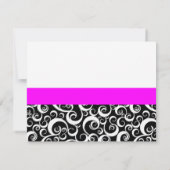 Damask Swirl Probe Dinner Card in Fuchsia Einladung (Rückseite)