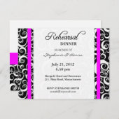 Damask Swirl Probe Dinner Card in Fuchsia Einladung (Vorne/Hinten)
