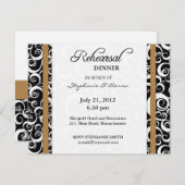 Damask Swirl Probe Dinner Card in Hazelnut Einladung (Vorne/Hinten)
