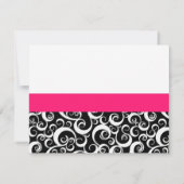 Damask Swirl Probe Dinner Card in Hot Pink Einladung (Rückseite)