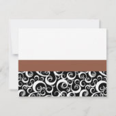 Damask Swirl Probe Dinner Card in Mocha Einladung (Rückseite)