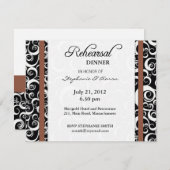 Damask Swirl Probe Dinner Card in Mocha Einladung (Vorne/Hinten)