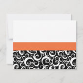 Damask Swirl Probe Dinner Card in Orange Einladung (Rückseite)