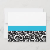 Damask Swirl Probe Dinner Card Türkis Einladung (Rückseite)