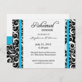 Damask Swirl Probe Dinner Card Türkis Einladung (Vorne/Hinten)