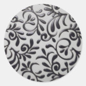 Damask Swirl Round Sticker (Vorderseite)