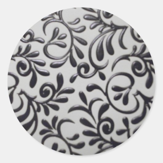 Damask Swirl Round Sticker (Vorderseite)
